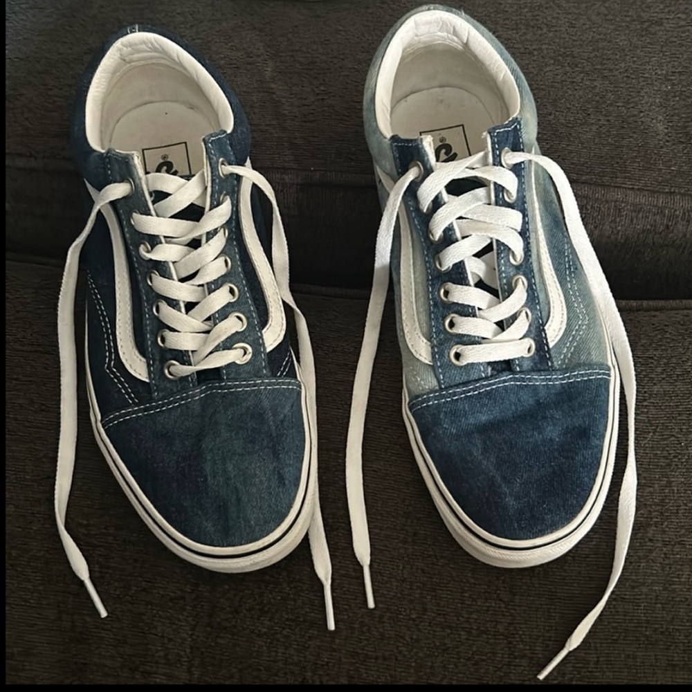 W10 M8.5 Vans Old Skool Acid Wash Denim Sneakers